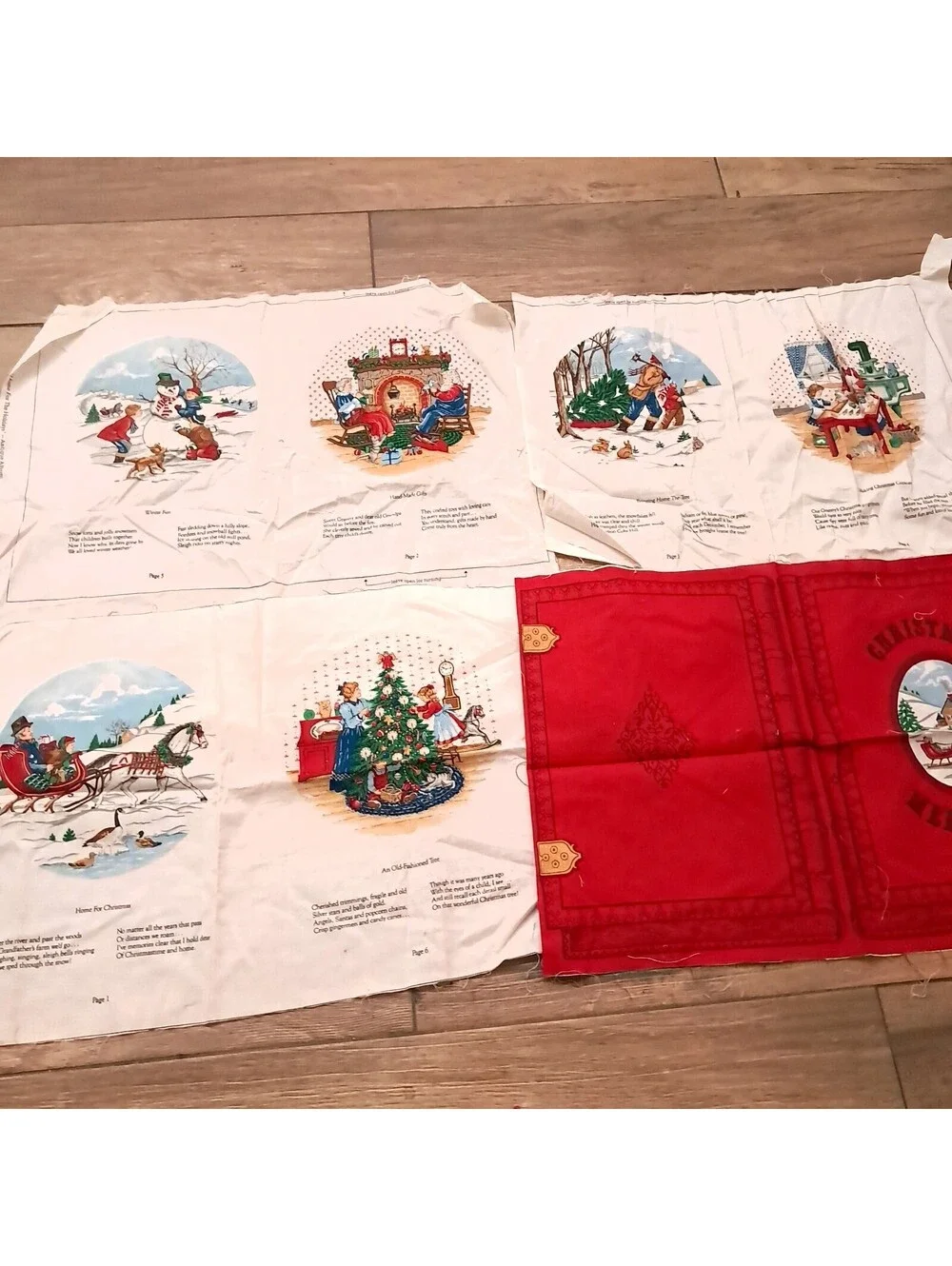 Vintage craft fabric panel set Cranston Springs Christmas stocking Goldilocks